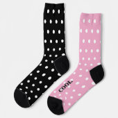 Cool Fun Pastel Roze Zwart Wit Stippen Sokken (Links)