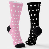 Cool Fun Pastel Roze Zwart Wit Stippen Sokken (Gebogen)