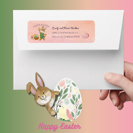 Cool Fun Pink Easter Bunny Retouradres Etiket