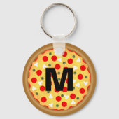 Cool fun pizza pepperoni paddenstoel Custom Monogr Sleutelhanger (Voorkant)