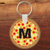 Cool fun pizza pepperoni paddenstoel Custom Monogr Sleutelhanger (Voorkant)