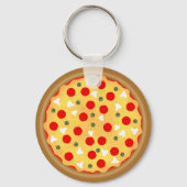 Cool fun pizza pepperoni paddenstoel Custom Monogr Sleutelhanger (Achterkant)