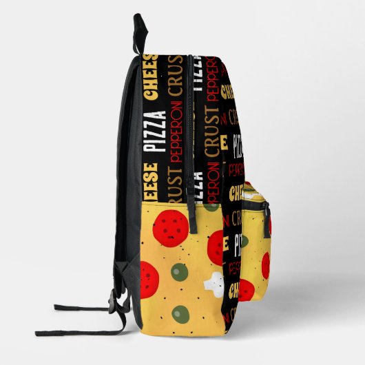 Cool fun pizza pepperoni patroon kaas korst tekst bedrukte rugzak (Links)