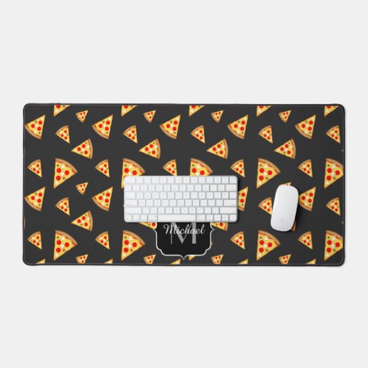 Cool fun pizza plakjes patroon donkergrijs Monogra Bureaumat (Keyboard & Muis)