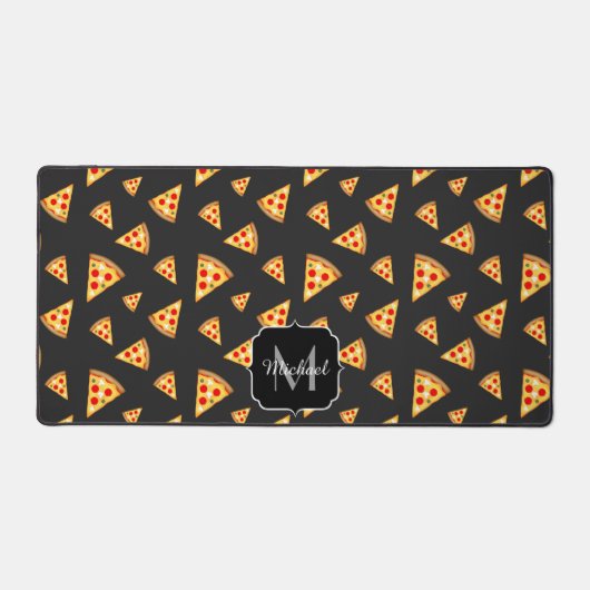 Cool fun pizza plakjes patroon donkergrijs Monogra Bureaumat (Voorkant)