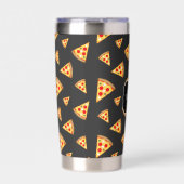 Cool fun pizza plakjes patroon donkergrijs Monogra Geïsoleerde Drinkbeker (Voorkant)