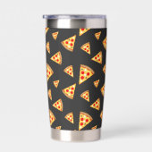 Cool fun pizza plakjes patroon donkergrijs Monogra Geïsoleerde Drinkbeker (Rechts)