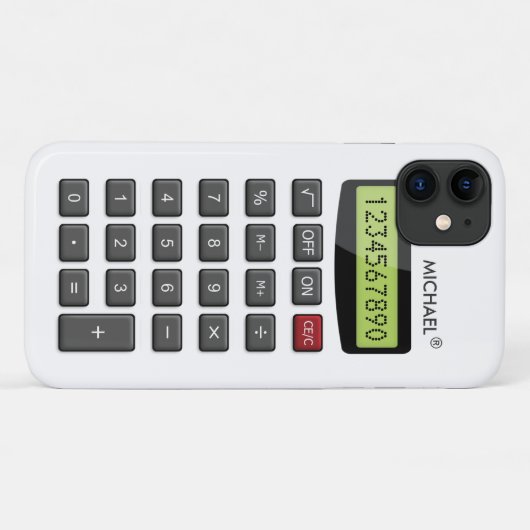 Cool Fun Rekenmachinepatroon met aangepaste tekst Case-Mate iPhone Case (Achterkant (horizontaal))