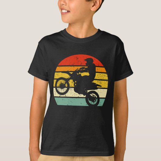 Cool Fun Retro Style Sunset Motorcross Dirt T-shirt (Voorkant)