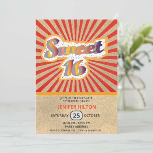 Cool fun retro typografie lief 16 kaart (Staand voorkant)