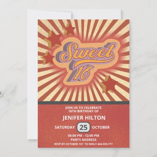 Cool fun retro typografie lief 16 kaart (Voorkant)