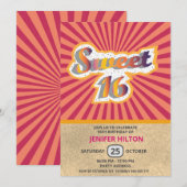 Cool fun retro typografie lief 16 kaart (Voorkant / Achterkant)