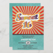 Cool fun retro typografie lief 16 kaart (Voorkant / Achterkant)