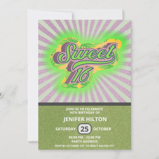 Cool fun retro typografie lief 16 kaart (Voorkant)