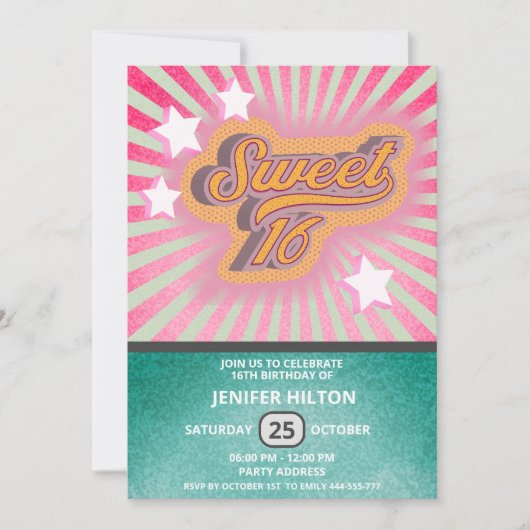 Cool fun retro typografie lief 16 kaart (Voorkant)