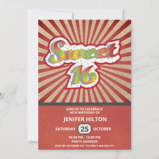 Cool fun retro typografie lief 16 kaart (Voorkant)