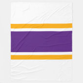 Cool Fun Royal Paarse Geel Wit Racing Stripes Fleece Deken (Voorkant)