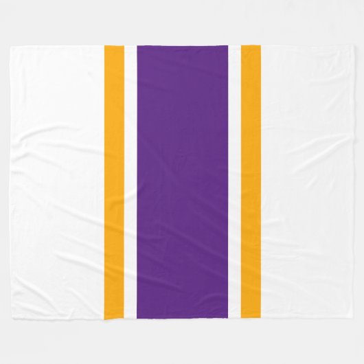 Cool Fun Royal Paarse Geel Wit Racing Stripes Fleece Deken (Voorkant (Horizontaal))