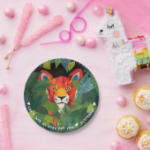 Cool Fun Sinaasappel Safari Tijger Kleurrijke Oerw Papieren Bordje (Feest)