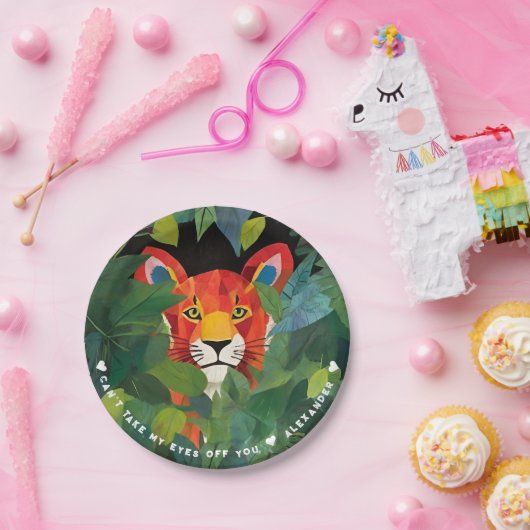 Cool Fun Sinaasappel Safari Tijger Kleurrijke Oerw Papieren Bordje (Feest)