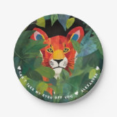 Cool Fun Sinaasappel Safari Tijger Kleurrijke Oerw Papieren Bordje (Voorkant)