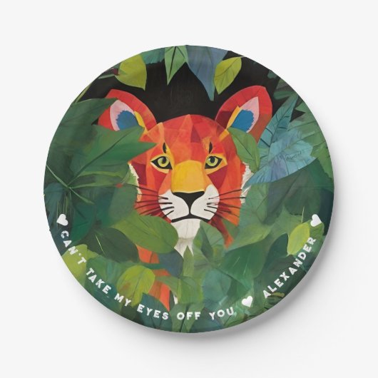 Cool Fun Sinaasappel Safari Tijger Kleurrijke Oerw Papieren Bordje (Voorkant)