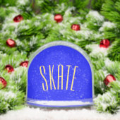 Cool Fun SKATE Text Vivid Royal Blue Background Sneeuwbol (Kerstmis)