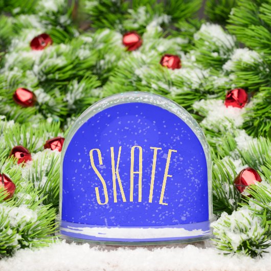 Cool Fun SKATE Text Vivid Royal Blue Background Sneeuwbol (Kerstmis)