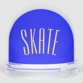 Cool Fun SKATE Text Vivid Royal Blue Background Sneeuwbol (Achterkant)