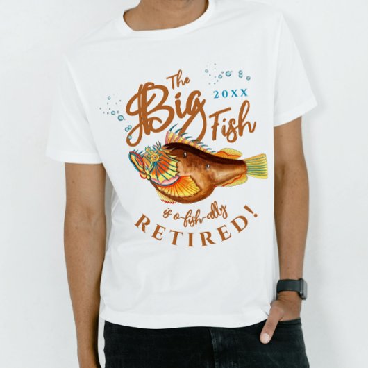 Cool Fun Terracota Brown Big Fish Opa Met pensioen T-shirt