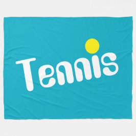 Cool Fun Wit Geel Tennis Tekst op Azure Blue Fleece Deken