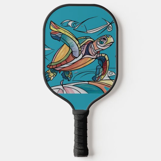 Cool Fun Zee Turtle Beach Abstracte kunst Pickleball Paddle (Voorkant)