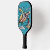 Cool Fun Zee Turtle Beach Abstracte kunst Pickleball Paddle (Links)