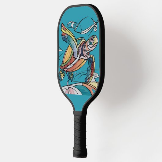 Cool Fun Zee Turtle Beach Abstracte kunst Pickleball Paddle (Links)