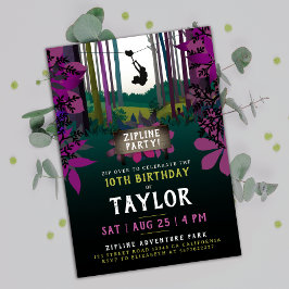 Cool Fun Zipline Paarse Bos Verjaardagsavontuur Kaart