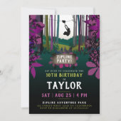 Cool Fun Zipline Paarse Bos Verjaardagsavontuur Kaart (Voorkant)