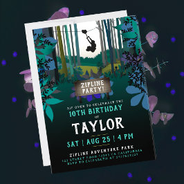 Cool Fun Zipline Turquoise Natuur Party Adventure Kaart