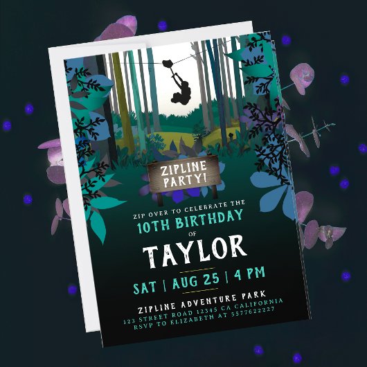 Cool Fun Zipline Turquoise Natuur Party Adventure Kaart
