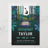 Cool Fun Zipline Turquoise Natuur Party Adventure Kaart (Voorkant)