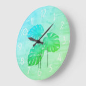 Cool Funky Bright Tropical Leaf Naam klok toevoege (Hoek)