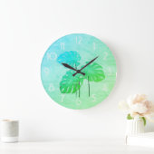 Cool Funky Bright Tropical Leaf Naam klok toevoege (Huis)