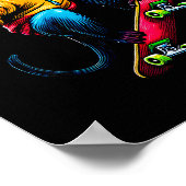 Cool Funky Capuchin Monkey Skateboarding Illustrat Poster (Hoek)