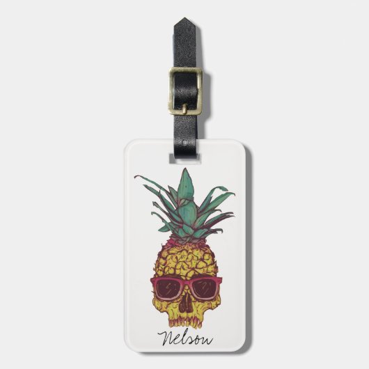 Cool Funky Geek Pineappel Punk Aangepaste Kleur Bagagelabel (Voorkant verticaal)