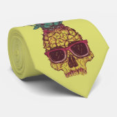 Cool Funky Geek Pineappel Punk Aangepaste Kleur Stropdas (Opgerold)
