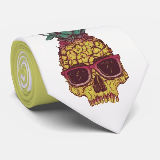 Cool Funky Geek Pineappel Punk Aangepaste Kleur Stropdas (Opgerold)