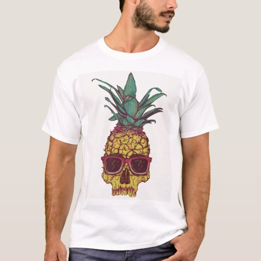 Cool Funky Geek Pineappel Punk Aangepaste Kleur T-shirt (Voorkant)