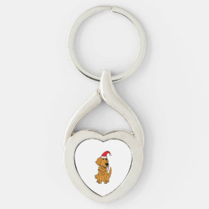 Cool Funky Golden Retriever Dog in Santa Hat Chris Sleutelhanger