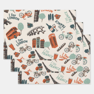 Cool & Funky "I See London, I See France" Pattern Inpakpapier Vel