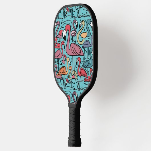 Cool Funky Kleurrijke Roze Flamingo's Abstract Pickleball Paddle (Links)