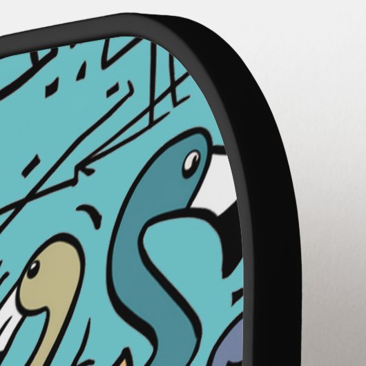 Cool Funky Kleurrijke Roze Flamingo's Abstract Pickleball Paddle (Links Detail)